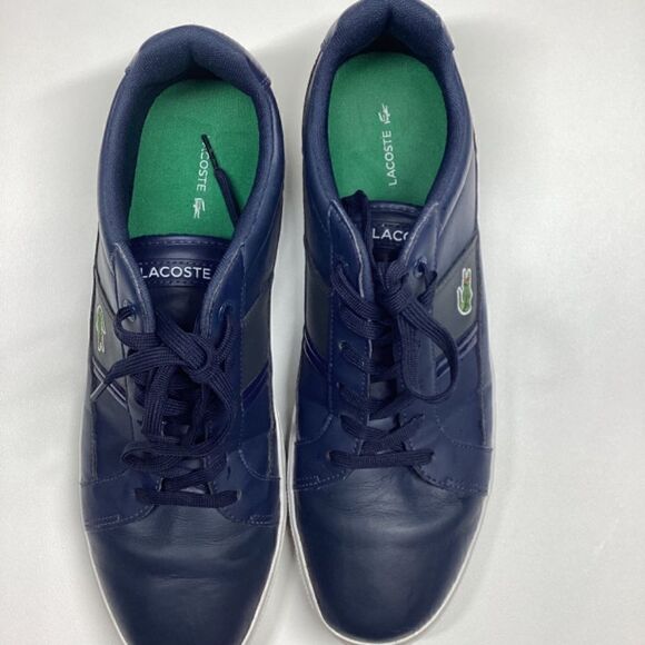 Lacoste Men’s Europa LCR Navy & White Synthetic Leather Sneakers Size 13 - Picture 5 of 12